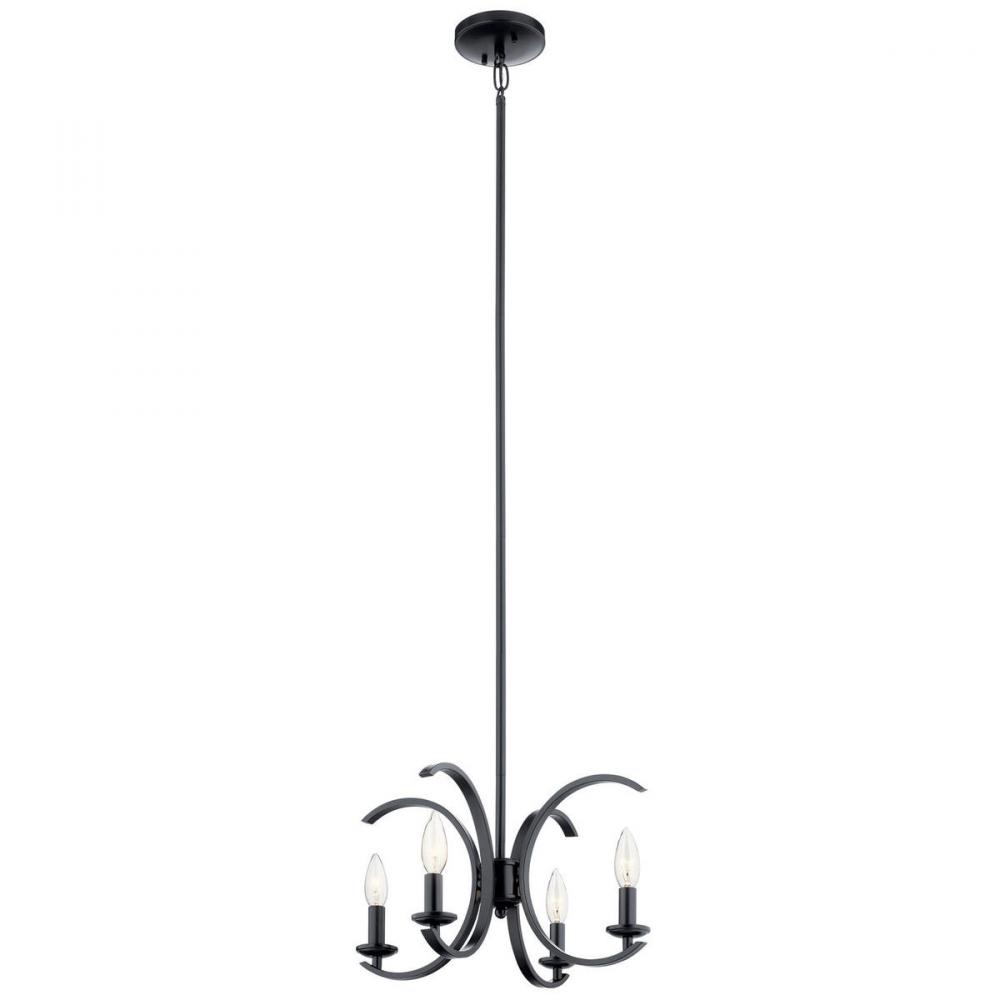 Cassadee 16" 4 Light Convertible Pendant/Semi Flush in Black