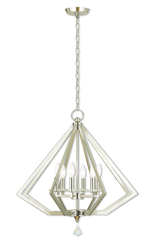 6 Light Polished Nickel Chandelier