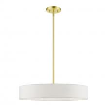 Livex Lighting 46924-12 - 4 Light Satin Brass with Shiny White Accents Medium Drum Pendant