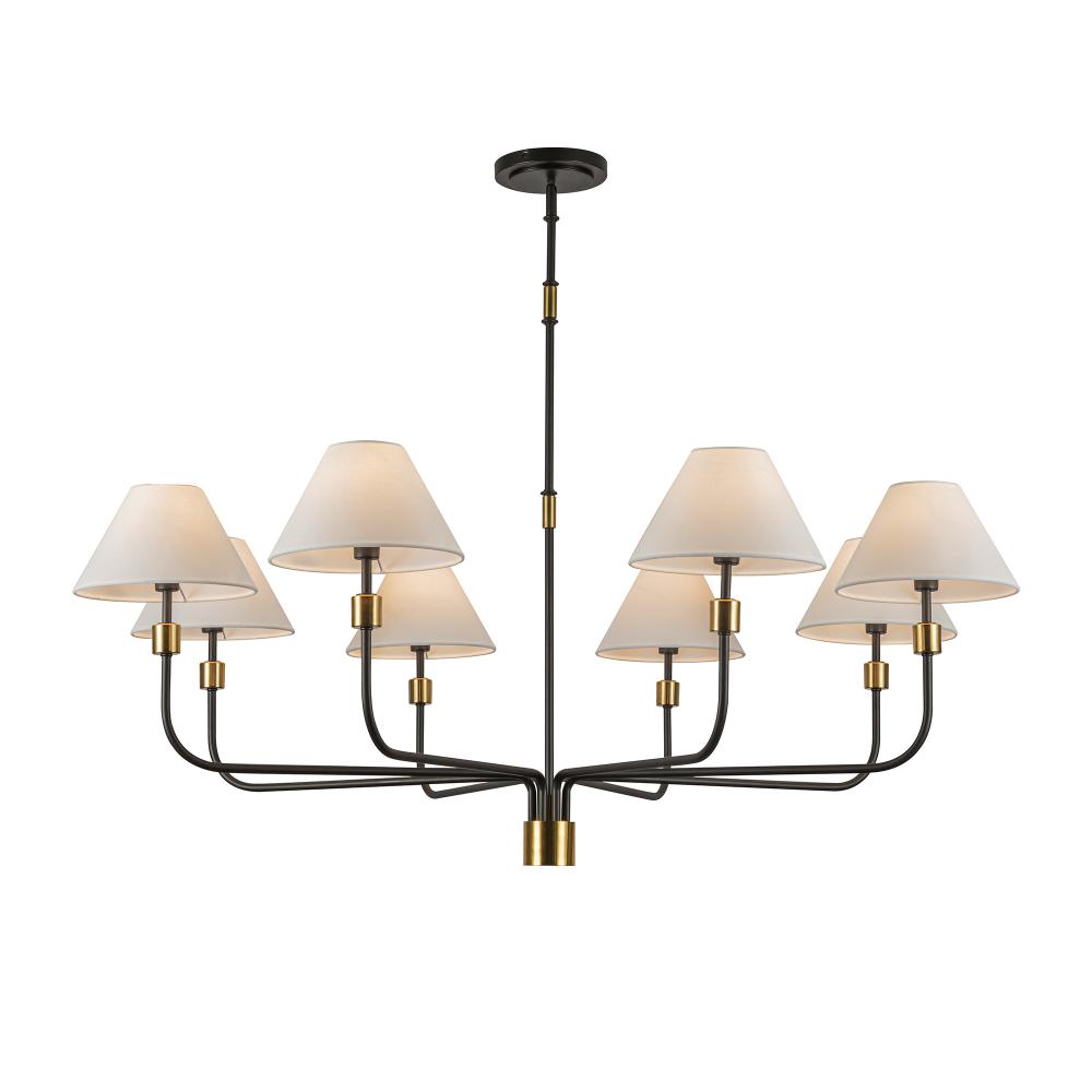 Providence 8 Light Chandelier, Black, Brushed Brass