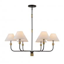 Artcraft AC12036BB - Providence 6 Light Chandelier, Black, Brushed Brass