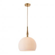 Artcraft AC12110BR - Kate 1 Light Pendant 14", Brushed Brass with Ribbed Glassware