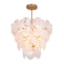 Artcraft AC12212BR - Lily 13 Light Chandelier, Brushed Brass with Wispy White Murano Style Glass