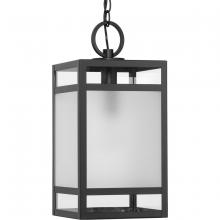 Progress P550135-31M - Parrish Collection One-Light Matte Black Clear and Etched Glass Modern Craftsman Outdoor Hanging Lan