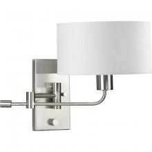 Progress P710104-009 - Carrick Collection One-Light Brushed Nickel Summer Linen Shade Transitional Wall Light