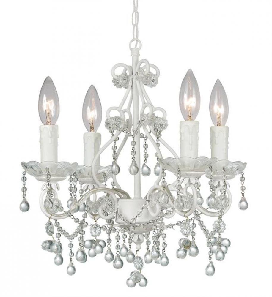 Paris Market 4 Light Clear Crystal White Mini Chandelier