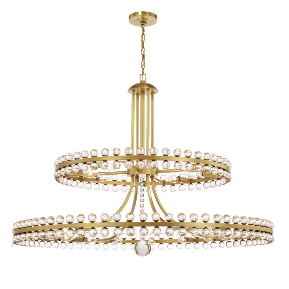 Clover 24 Light Aged Brass Two-tier Chandelier