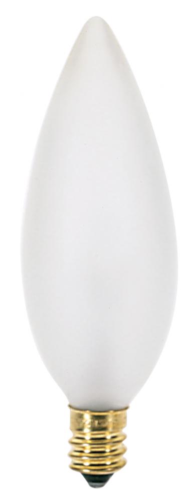 60 Watt B10 Incandescent; Frost; 2500 Average rated hours; 642 Lumens; Candelabra base; 130 Volt