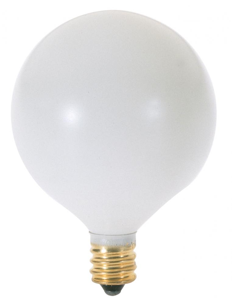 60 Watt G16 1/2 Incandescent; Satin White; 2500 Average rated hours; 564 Lumens; Candelabra base;