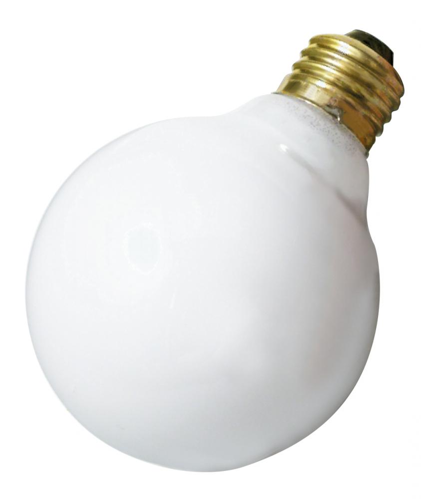 60 Watt G25 Incandescent; Gloss White; 3000 Average rated hours; 600 Lumens; Medium base; 130 Volt;