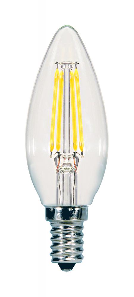 5.5 Watt C11 LED; Clear; Candelabra base; 3000K; 500 Lumens; 120 Volt