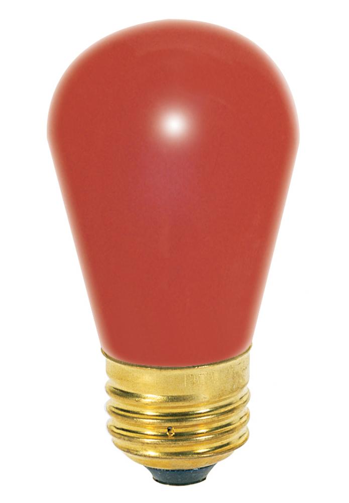 11 Watt S14 Incandescent; Ceramic Red; 2500 Average rated hours; Medium base; 130 Volt; Carded