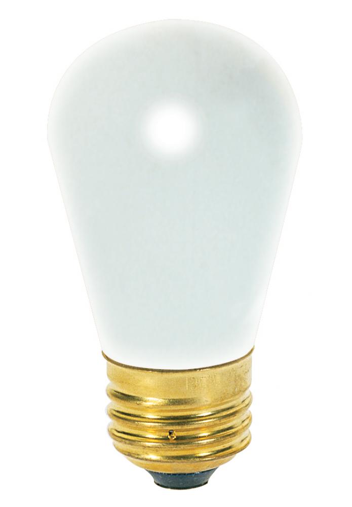 11 Watt S14 Incandescent; Frost; 2500 Average rated hours; 65 Lumens; Medium base; 130 Volt; Carded