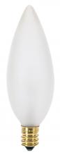 Satco Products Inc. A3686 - 40 Watt BA9 1/2 Incandescent; Frost; 2500 Average rated hours; 384 Lumens; Candelabra base; 130 Volt