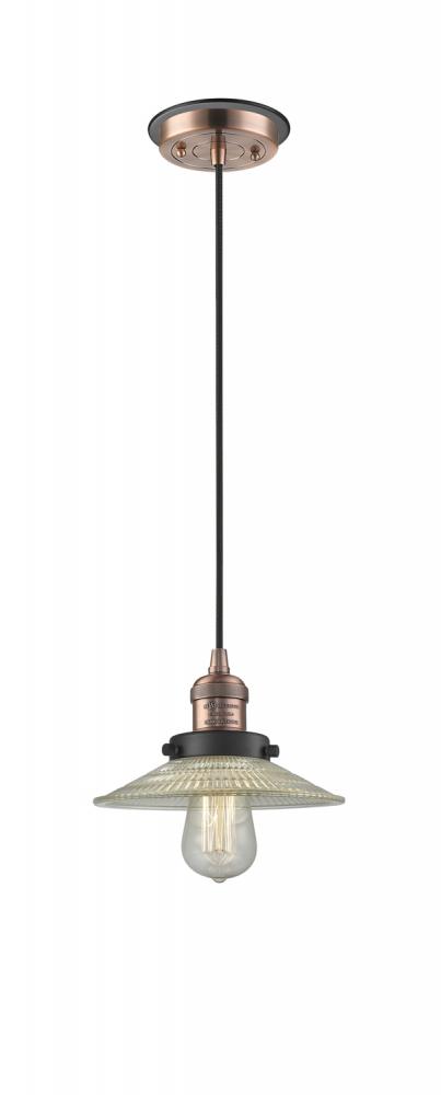 Halophane - 1 Light - 9 inch - Antique Copper - Cord hung - Mini Pendant