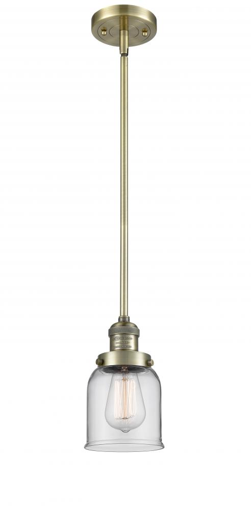 Bell - 1 Light - 5 inch - Antique Brass - Stem Hung - Mini Pendant