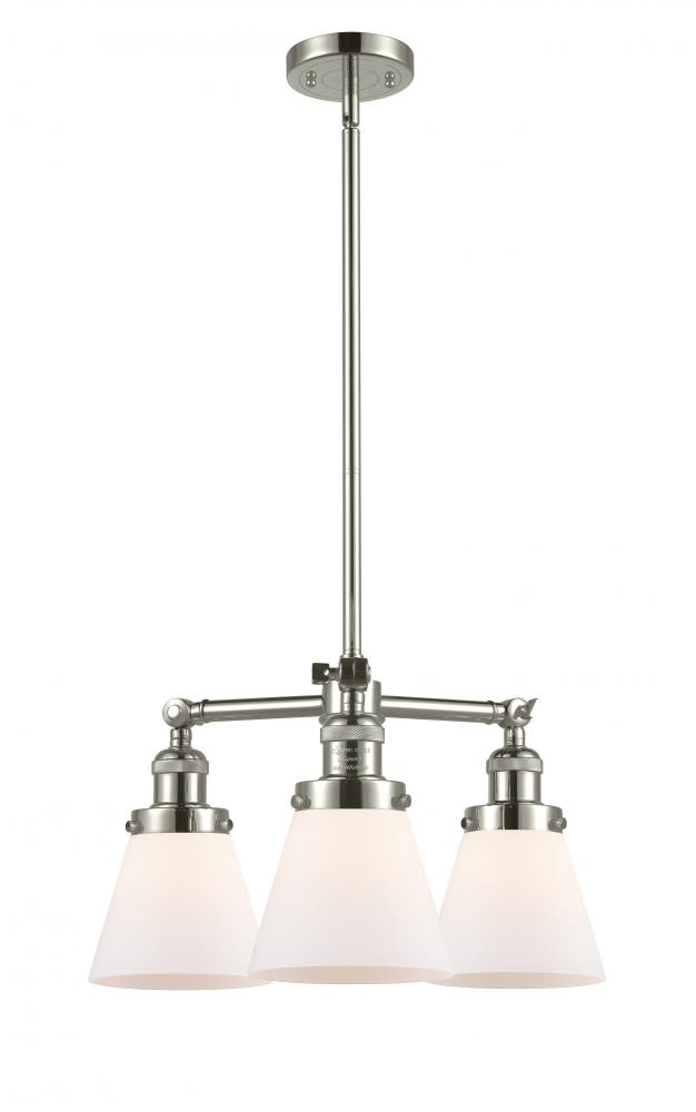 Cone - 3 Light - 19 inch - Polished Nickel - Stem Hung - Chandelier