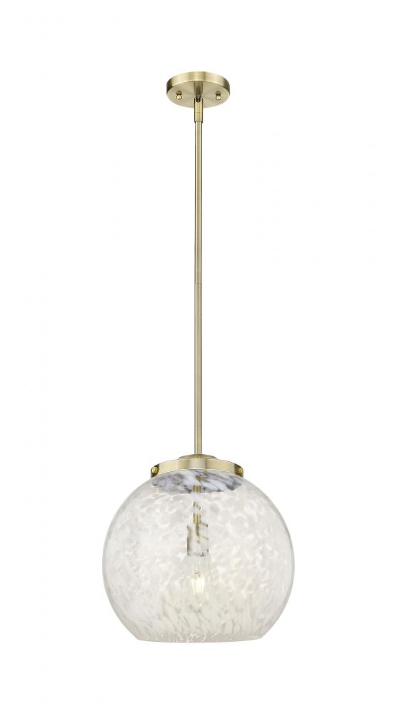 White Mouchette - 1 Light - 14 inch - Antique Brass - Stem Hung - Pendant