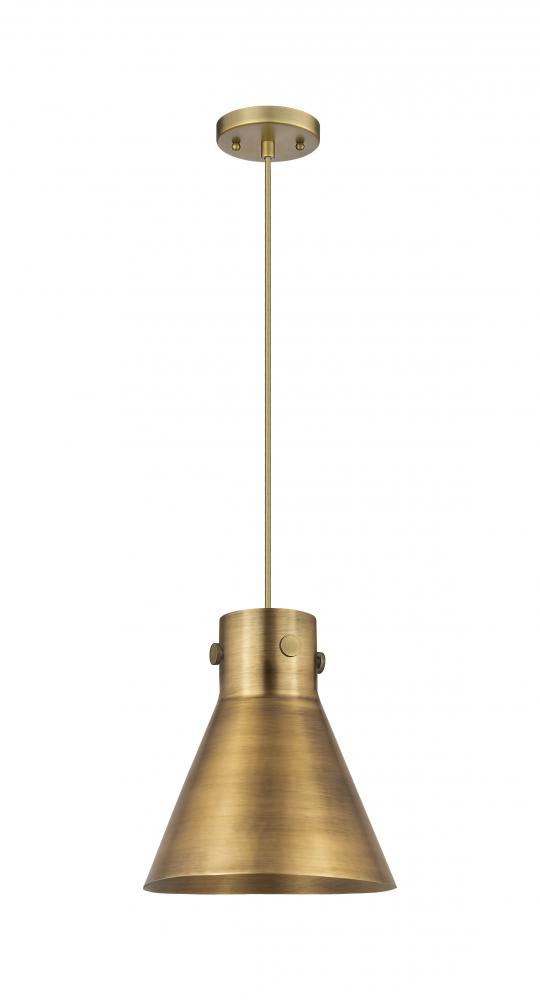 Newton Cone - 1 Light - 10 inch - Brushed Brass - Cord hung - Pendant