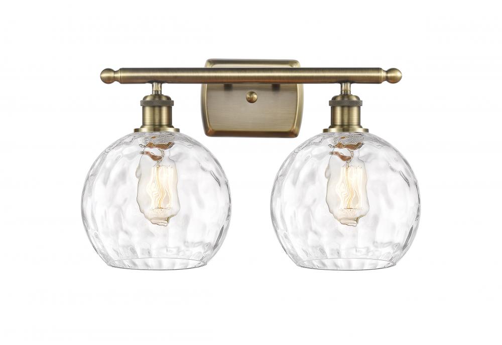 Athens Water Glass - 2 Light - 18 inch - Antique Brass - Bath Vanity Light