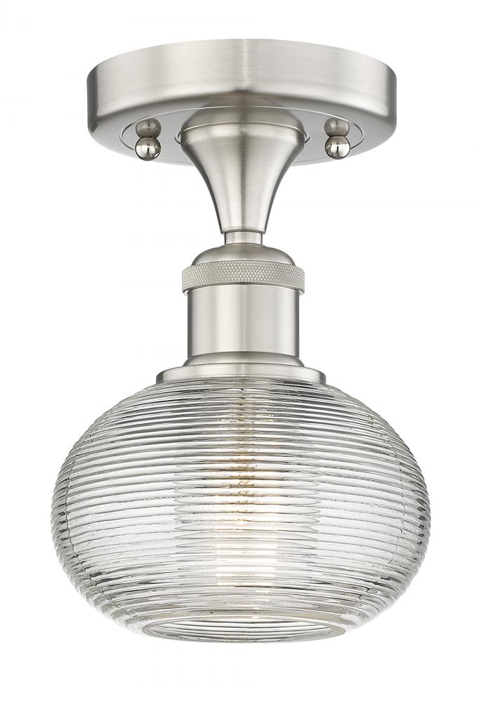 Ithaca - 1 Light - 6 inch - Brushed Satin Nickel - Semi-Flush Mount