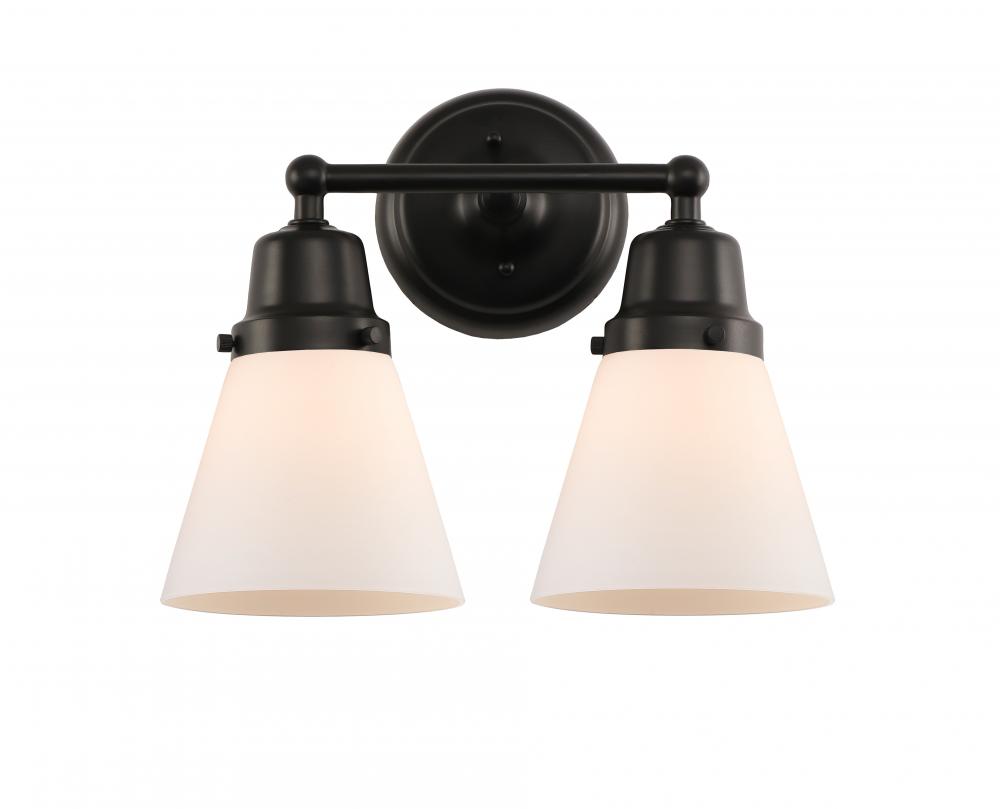 Cone - 2 Light - 14 inch - Matte Black - Bath Vanity Light