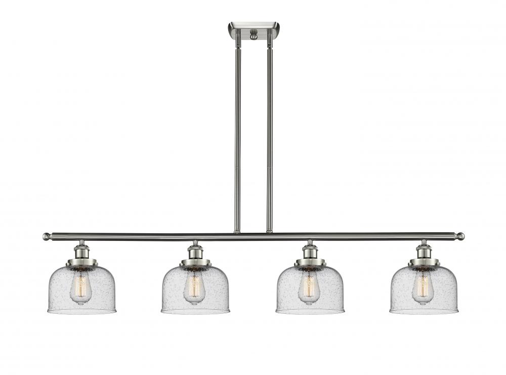 Bell - 4 Light - 48 inch - Brushed Satin Nickel - Stem Hung - Island Light