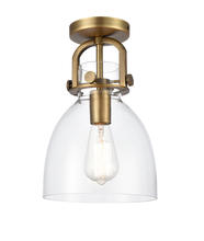 Innovations Lighting 412-1F-BB-8CL - Newton Bell - 1 Light - 8 inch - Brushed Brass - Flush Mount