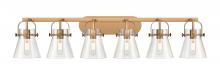 Innovations Lighting 423-6W-BB-G411-6CL - Pilaster II Cone - 6 Light - 46 inch - Brushed Brass - Bath Vanity Light