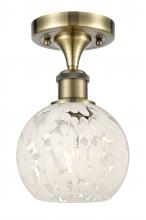 Innovations Lighting 516-1C-AB-G1216-6WM - White Mouchette - 1 Light - 6 inch - Antique Brass - Semi-Flush Mount