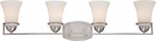 Nuvo 60/5484 - 4-Light Vanity Light Fixture in Brushed Nickel Finish with Satin White Glass