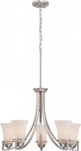 Nuvo 60/5485 - 5-Light Chandelier in Brushed Nickel Finish with Satin White Glass