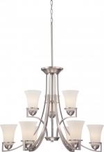 Nuvo 60/5489 - 9-Light 2-Tier Chandelier in Brushed Nickel Finish with Satin White Glass