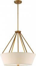 Nuvo 60/5841 - Seneca - 4 Light 22'' Pendant with Almond Mesh Fabric Shade - Natural Brass Finish