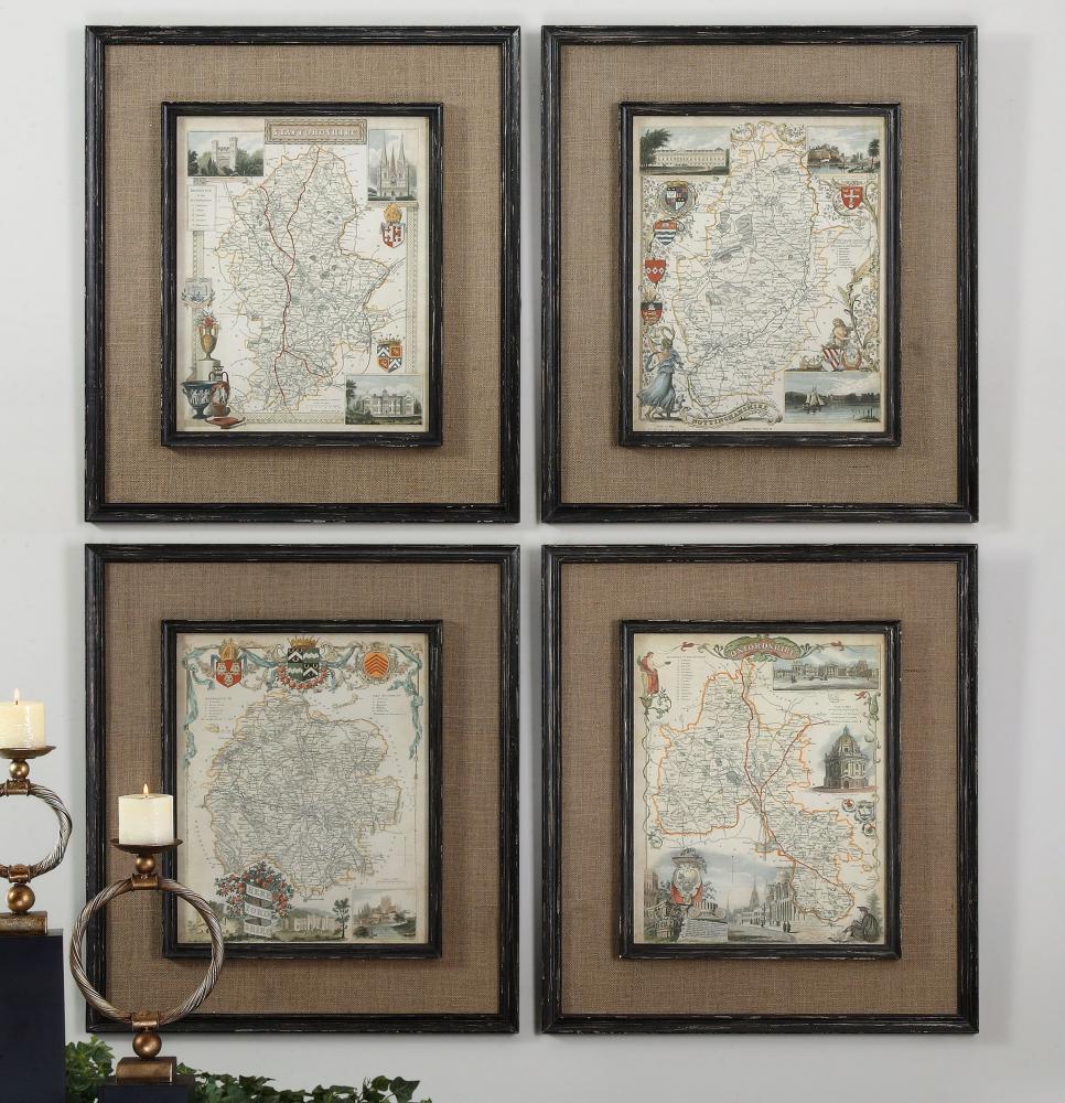 Countryside Maps Wall Art Set/4