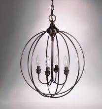 Northeast Lantern CH904-AB-LT4 - Hanging Circle Chandelier Antique Brass 4 Candelabra Sockets