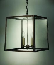 Northeast Lantern ST1415-AB-LT2-CLR - Square Trapezoid Hanging Antique Brass 2 Candelabra Sockets Clear Glass