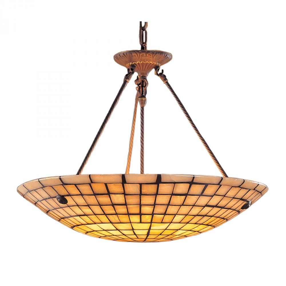 Stone Mosaic 8 Light Pendant In Dark Antique Bra