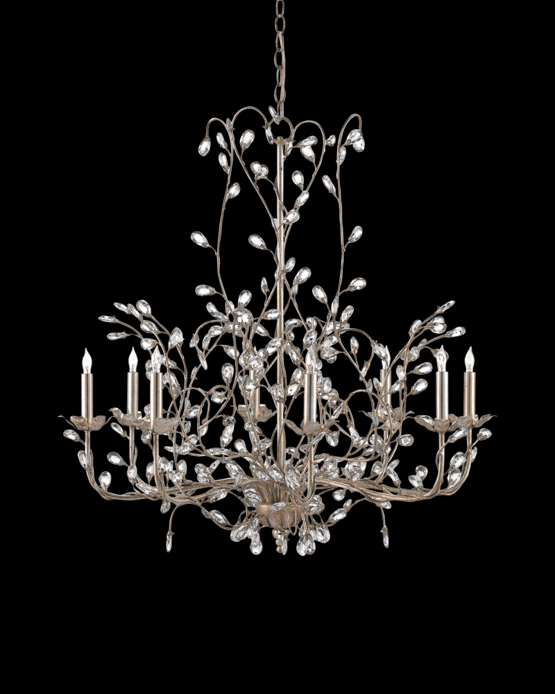 Crystal Bud Large Silver Chandelier